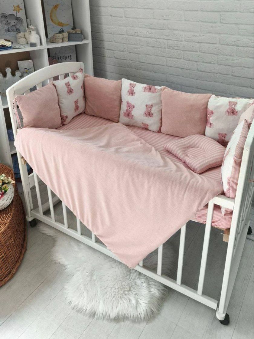 ❤ Набір на 3 боки велюр Elliz. Колір - Персиковий з ведмедиком тедді (#9693227) ✓ Anna Konvert