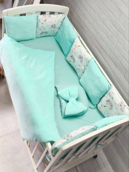 ❤ Набір на 3 боки велюр Elliz. Колір - Бірюзовий зайки з велосипедом (#87879878) ✓ Anna Konvert