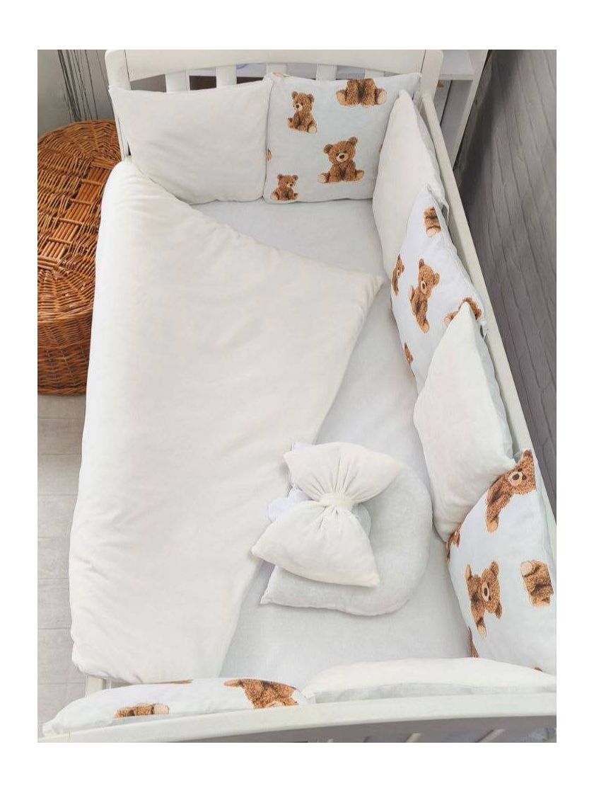 ❤ Набір на 3 боки велюр Elliz. Колір - Білий з ведмедиком тедді (#26432083) ✓ Anna Konvert