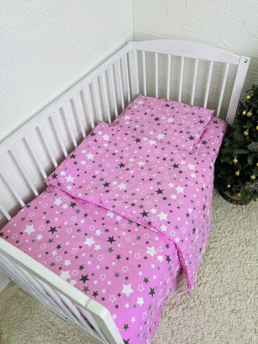 ❤ Змінна дитяча постіль, підковдра 110см на 90см. Принт - Зірки різні, на рожевому (#40831679) ✓ Anna Konvert