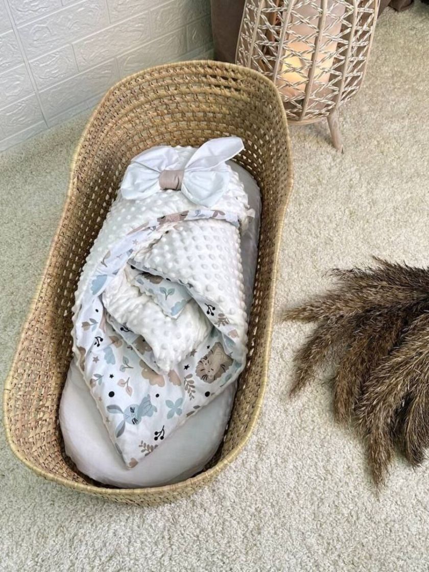 ❤ Конверт-плед на виписку 80 см на 100 см, на блискавці з наповнювачем у чохлі. Принт - Їжачки, плюш пупирка молочний (#57821379