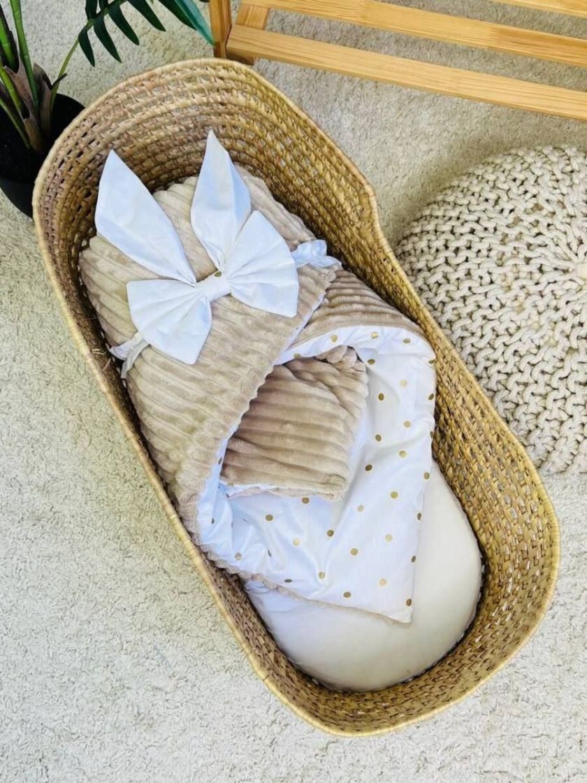 ❤ Конверт-плед на виписку 80 см на 100 см, на блискавці з наповнювачем у чохлі. Принт - Коло глітер, плюш шарпей беж (#48765498)