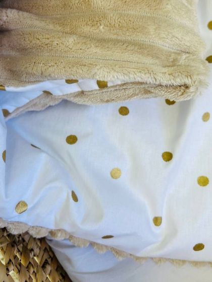 ❤ Конверт-плед на виписку 80 см на 100 см, на блискавці з наповнювачем у чохлі. Принт - Коло глітер, плюш шарпей беж (#48765498) 2