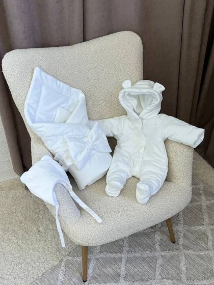 ❤ Демісезонний конверт плед на виписку, Вельвет, 80*80см. Колір - Білий (#53128461) ✓ Anna Konvert 2