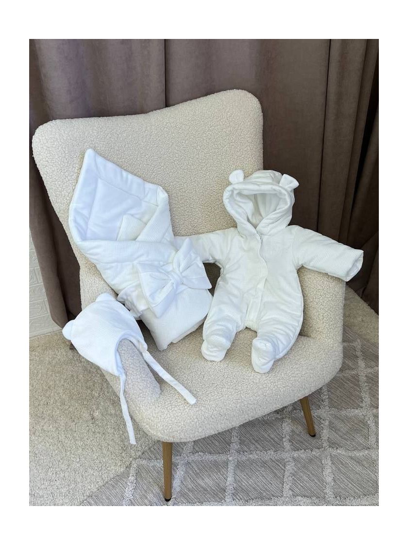 ❤ Демісезонний конверт плед на виписку, Вельвет, 80*80см. Колір - Білий (#53128461) ✓ Anna Konvert