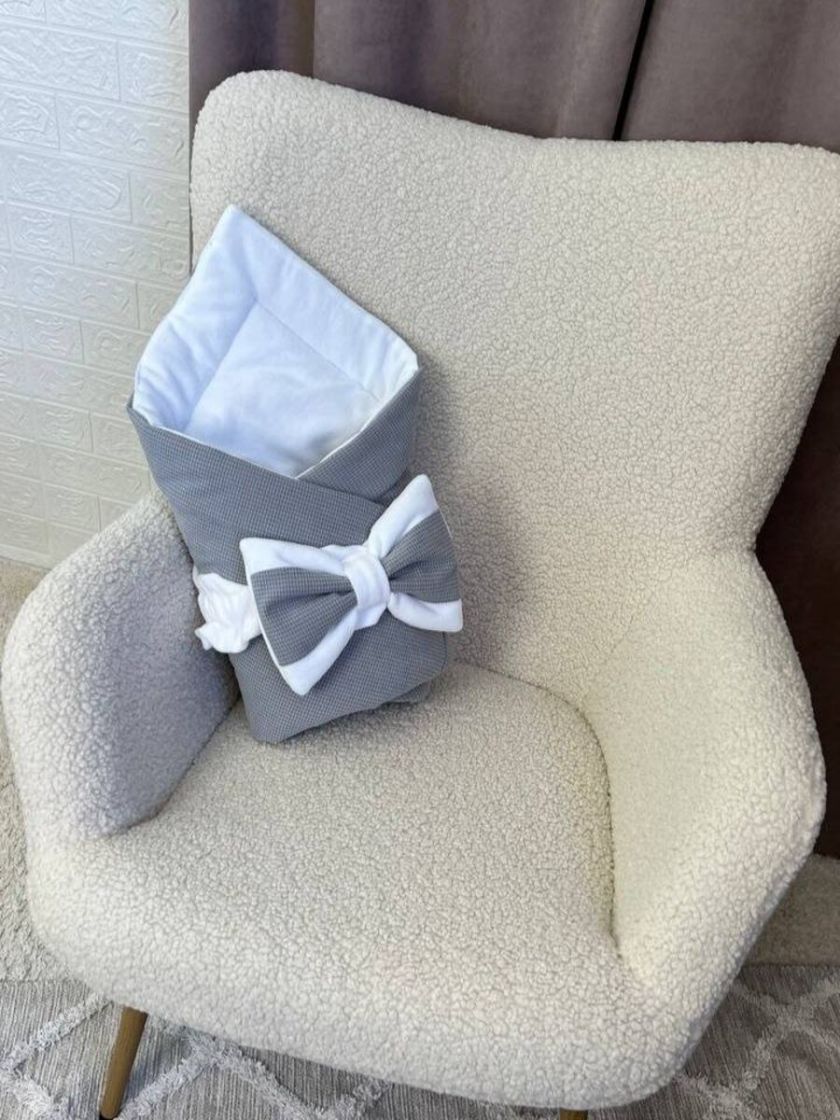 ❤ Демісезонний конверт плед на виписку, Вельвет, 80*80см. Колір - Сірий (#54463638) ✓ Anna Konvert