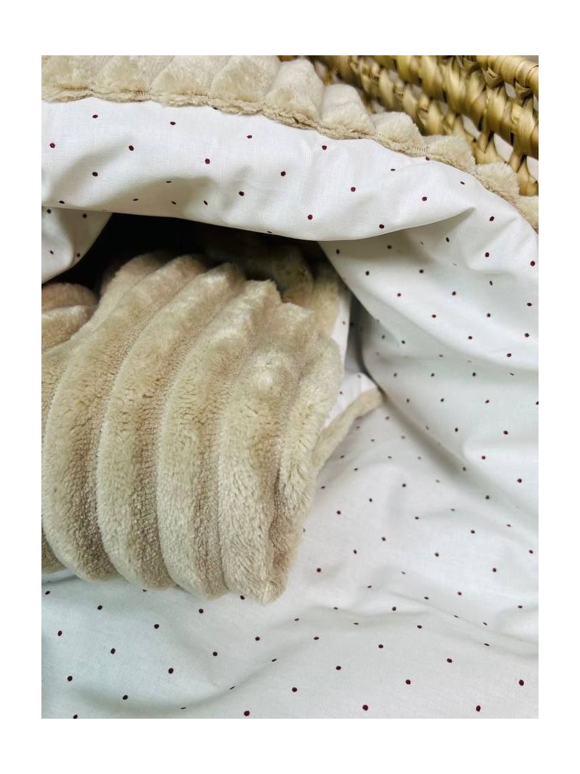 ❤ Конверт-плед на виписку 80 см на 100 см, на блискавці з наповнювачем у чохлі. Принт - Горошок дрібний, плюш шарпей беж (#89988