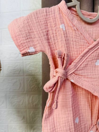 ❤ Муслінове кімоно. Колір - Білі сердечка на персиковому. Розмір - 68 см (#75011945) ✓ Anna Konvert 2