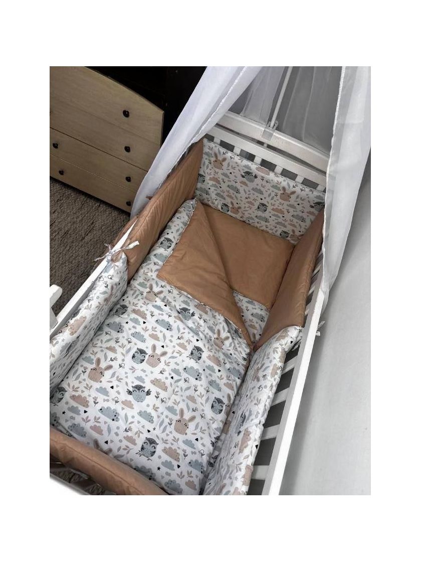 ❤ Набір "Органік" з подушками. Принт - Совенята з зайцем, бежевий однотон (#75075104) ✓ Anna Konvert