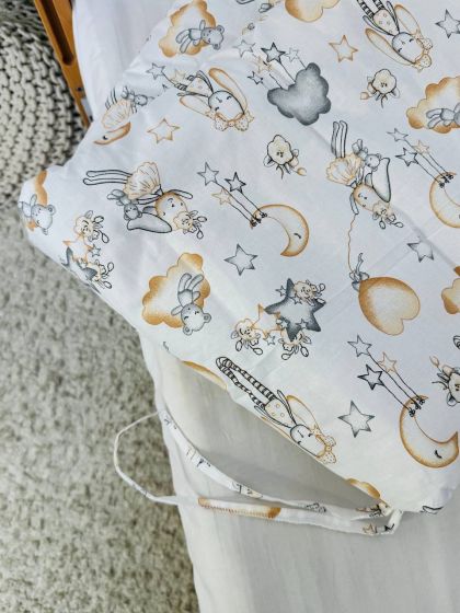 ❤ Бортики-суцільні на 4 боки ліжка, на завʼязках. Принт - Зайка, кулька жовта (#23126251) ✓ Anna Konvert 2