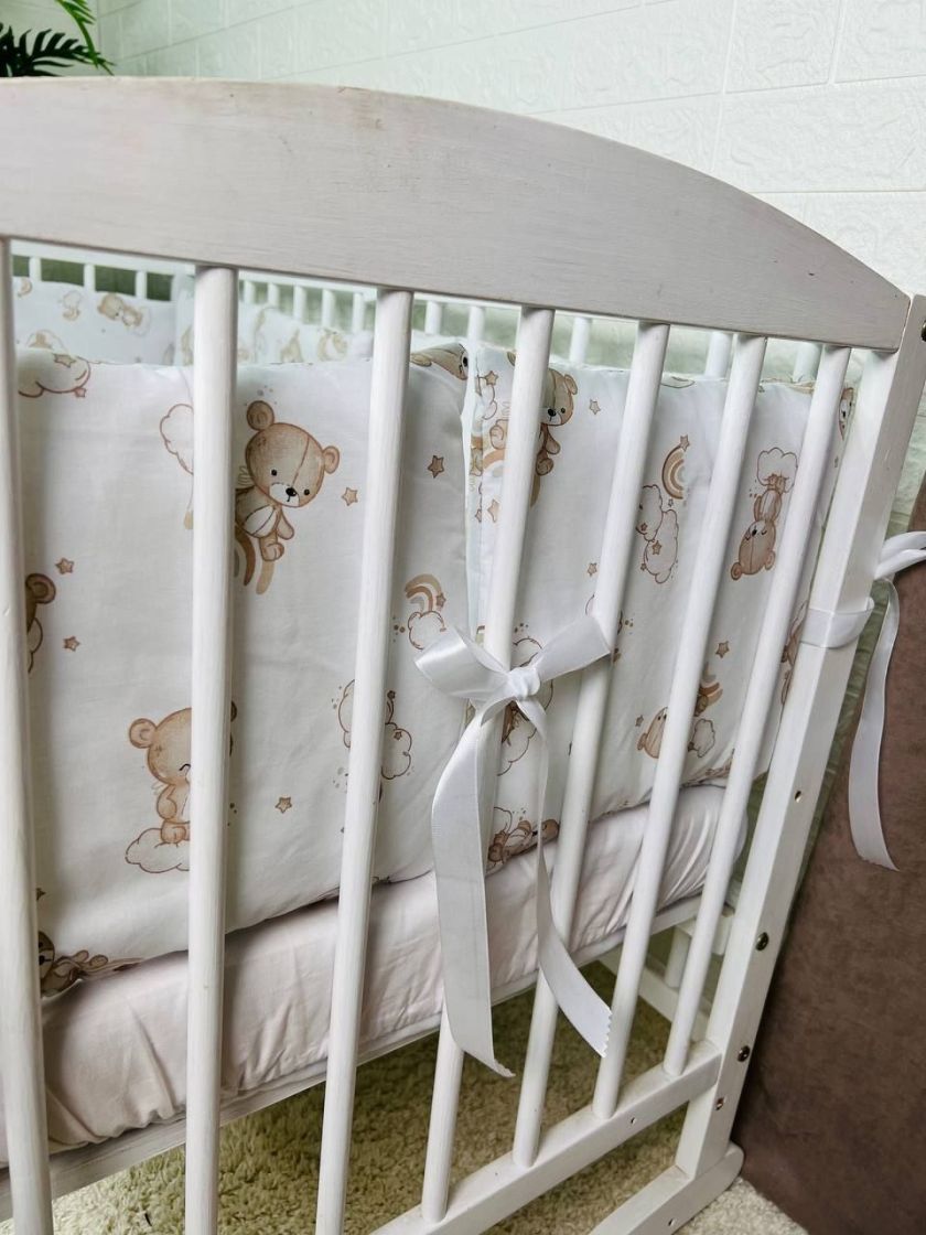 ❤ Бортики-подушки на 4 боки ліжечка, 12 подушок. Принт - Ведмедикі сплячі, невзрачні (#92931062) ✓ Anna Konvert