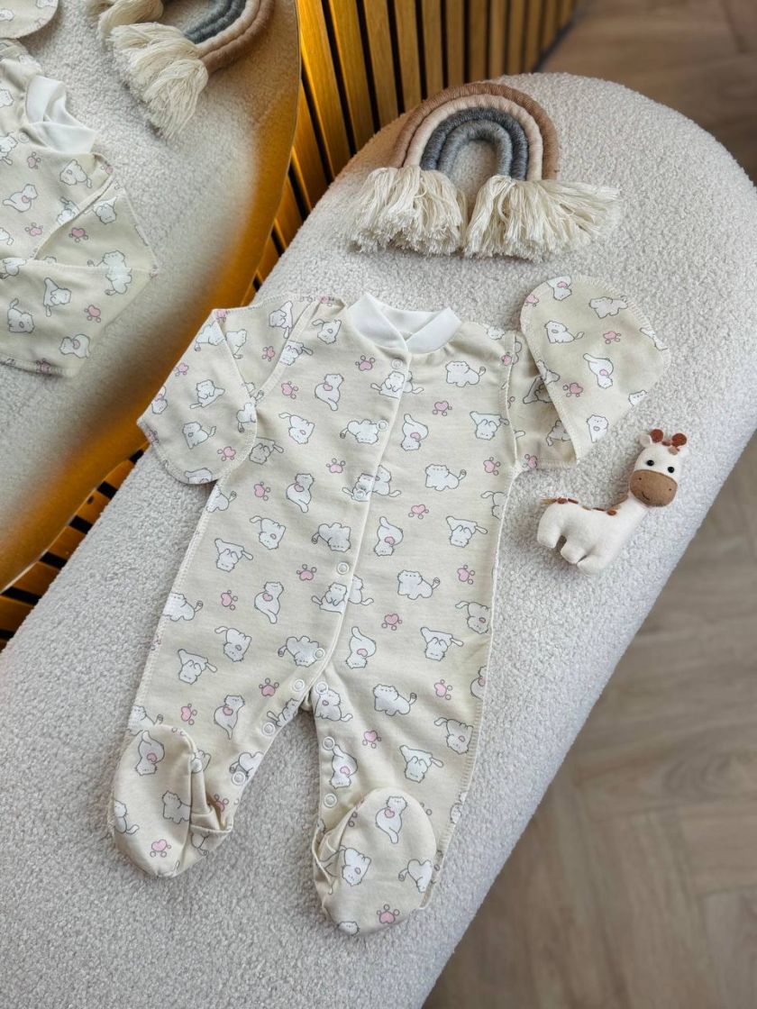 ❤ Чоловічок байка. Колір - Киці на молочному. Розмір - 56-62см (#57092024) ✓ Anna Konvert