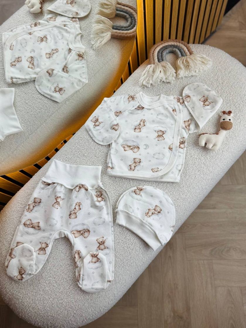 ❤ Комплект 3ка з сорочкою байка, Ромашка. Колір - Ведмедик на хмаринці. Розмір - 56-62 (#19143796) ✓ Anna Konvert