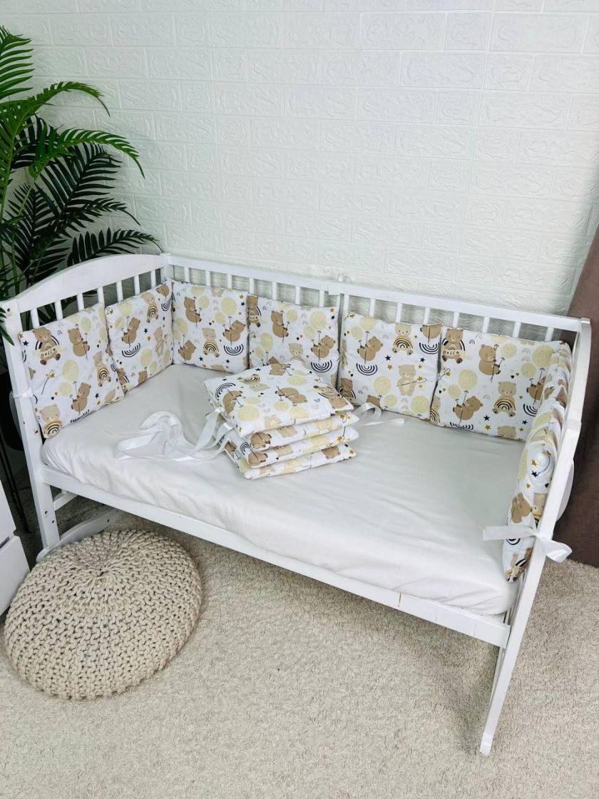 ❤ Бортики-подушки на 4 боки ліжечка, 12 подушок. Принт - Ведмідь з веселками (#29453640) ✓ Anna Konvert