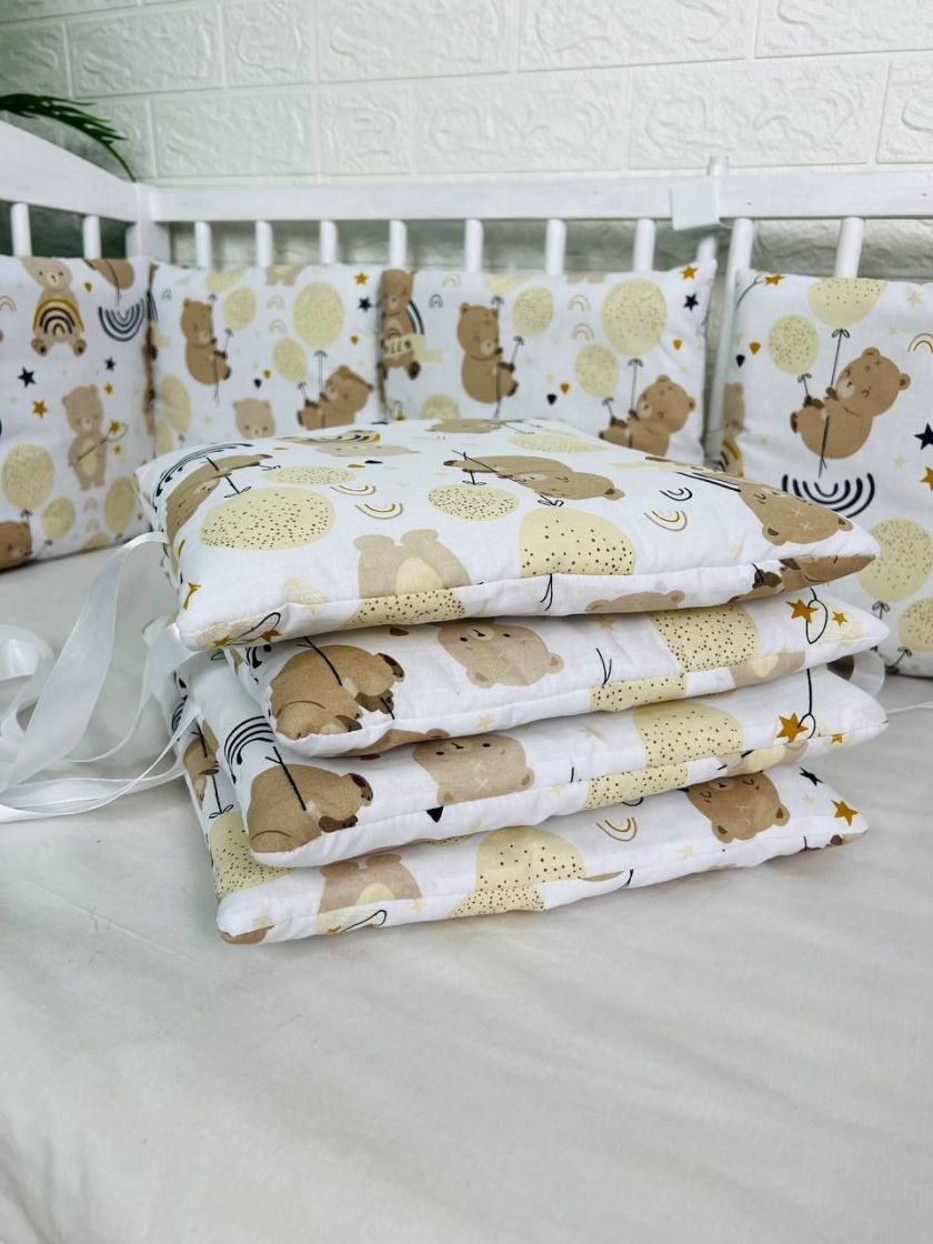 ❤ Бортики-подушки на 4 боки ліжечка, 12 подушок. Принт - Ведмідь з веселками (#29453640) ✓ Anna Konvert