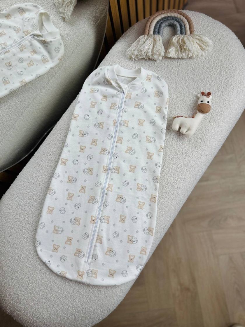 ❤ Пелюшка-кокон, на блискавці, байка Ромашка 62р. Принт - Ведмедик, зайченя маленькі (#13682508) ✓ Anna Konvert