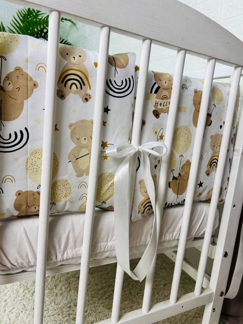 ❤ Бортики-подушки на 4 боки ліжечка, 12 подушок. Принт - Ведмідь з веселками (#29453640) ✓ Anna Konvert