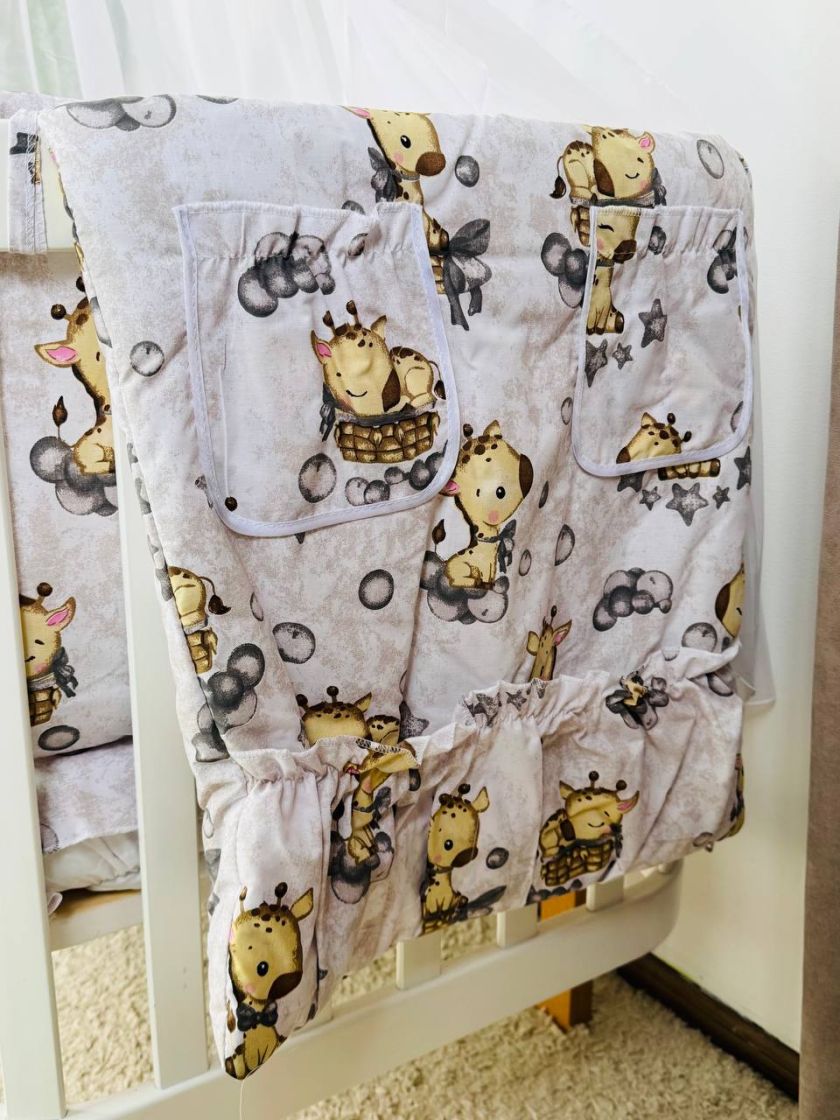 ❤ Набір у ліжко 9в1 суцільні. Принт - Жираф сірий (#96113574) ✓ Anna Konvert