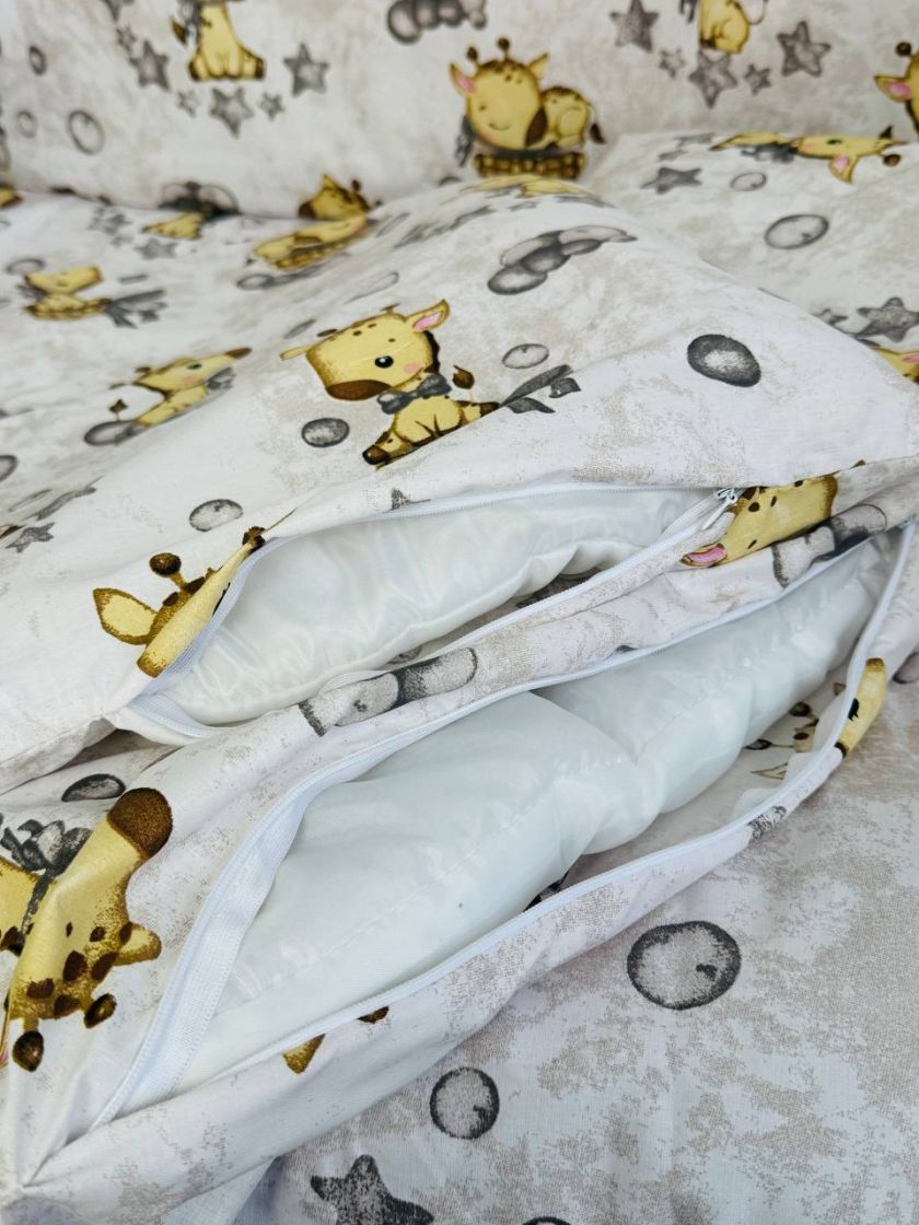 ❤ Набір у ліжко 9в1 суцільні. Принт - Жираф сірий (#96113574) ✓ Anna Konvert