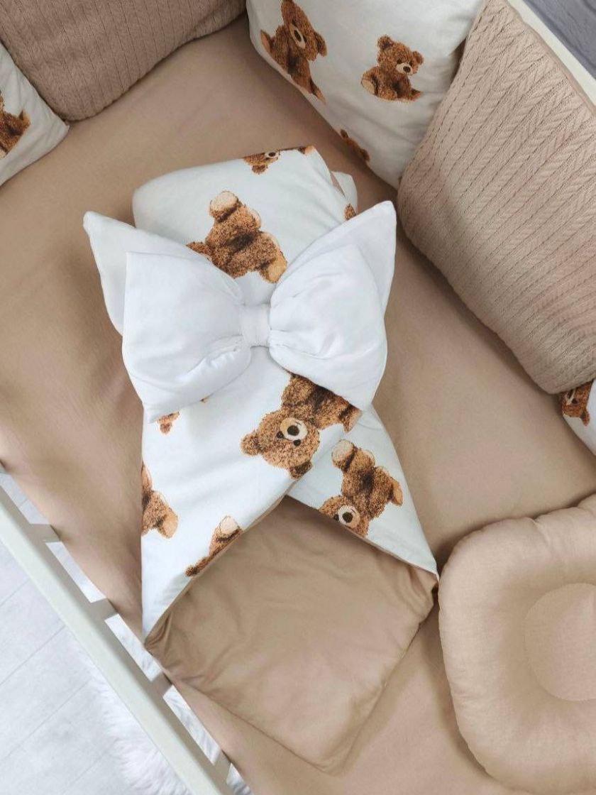 ❤ Набір у ліжко Elliz + тканина Піке, на 3 сторони. Принт - Ведмедики Тедді бежеві (#53423099) ✓ Anna Konvert