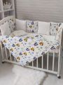 ❤ Набір у ліжко Elliz + тканина Піке, на 3 сторони. Принт - Лісні звірі, білий (#51010359) ✓ Anna Konvert
