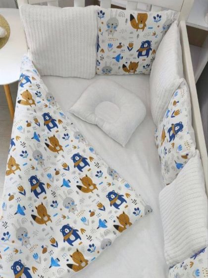 ❤ Набір у ліжко Elliz + тканина Піке, на 3 сторони. Принт - Лісні звірі, білий (#51010359) ✓ Anna Konvert 2