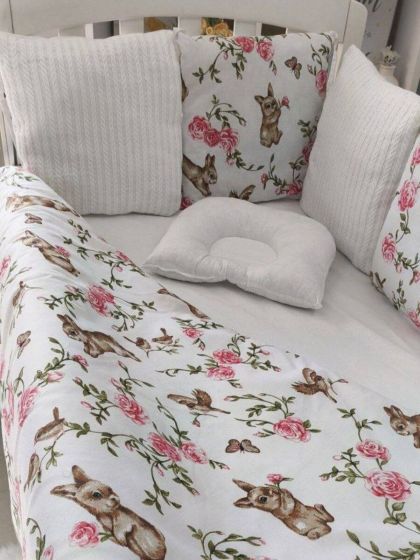 ❤ Набір у ліжко Elliz + тканина Піке, на 3 сторони. Принт - Зайчики в трояндах (#7046860) ✓ Anna Konvert 2