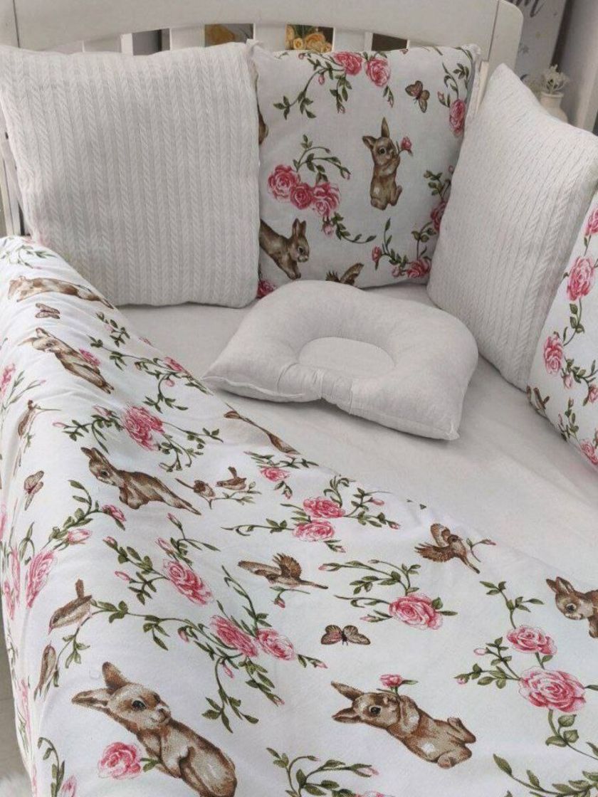 ❤ Набір у ліжко Elliz + тканина Піке, на 3 сторони. Принт - Зайчики в трояндах (#7046860) ✓ Anna Konvert