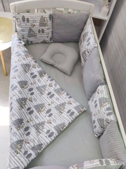 ❤ Набір у ліжко Elliz + тканина Піке, на 3 сторони. Принт - Олені сірі (#4138897) ✓ Anna Konvert 2