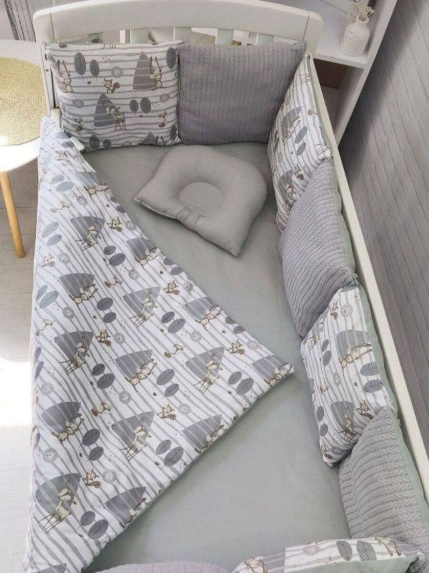 ❤ Набір у ліжко Elliz + тканина Піке, на 3 сторони. Принт - Олені сірі (#4138897) ✓ Anna Konvert