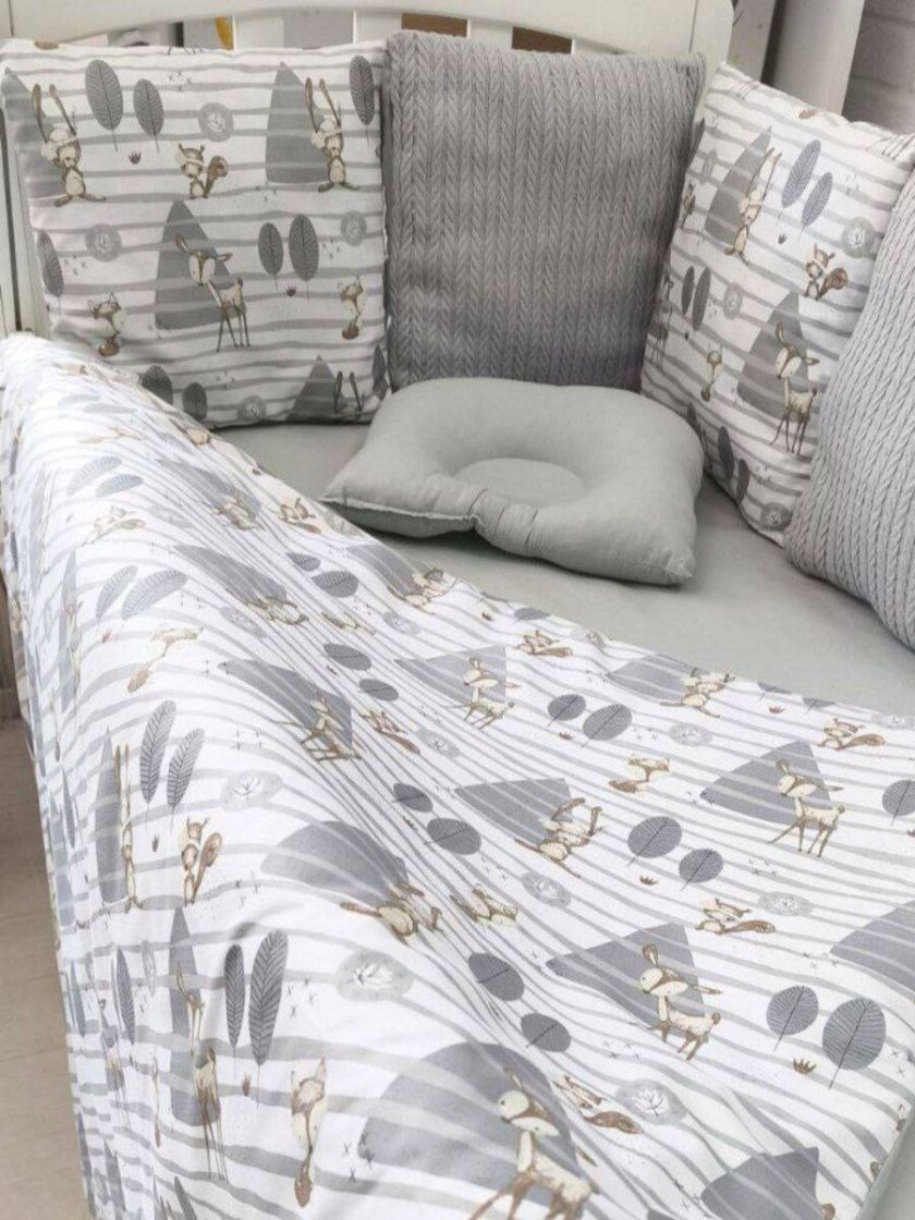 ❤ Набір у ліжко Elliz + тканина Піке, на 3 сторони. Принт - Олені сірі (#4138897) ✓ Anna Konvert