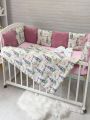 ❤ Набір у ліжко Elliz + тканина Піке, на 3 сторони. Принт - Сови на гілці, рожевий (#71711159) ✓ Anna Konvert