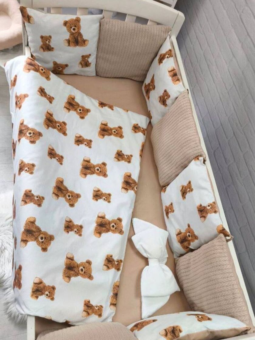 ❤ Набір у ліжко Elliz + тканина Піке, на 3 сторони. Принт - Ведмедики Тедді бежеві (#53423099) ✓ Anna Konvert