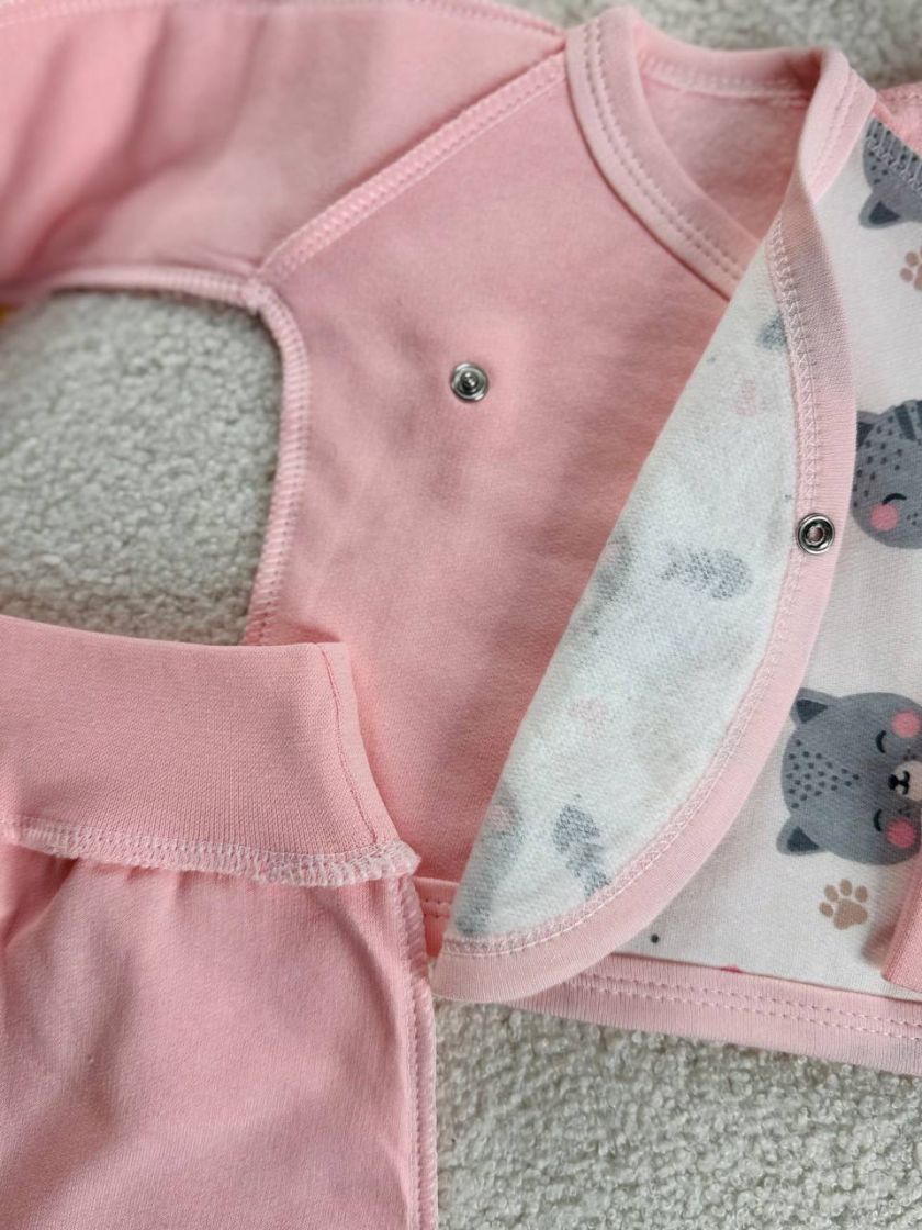 ❤ Комплект 3ка з сорочкою байка, БО. Принт - Киці на рожевому. Розмір - 56см (#53473656) ✓ Anna Konvert