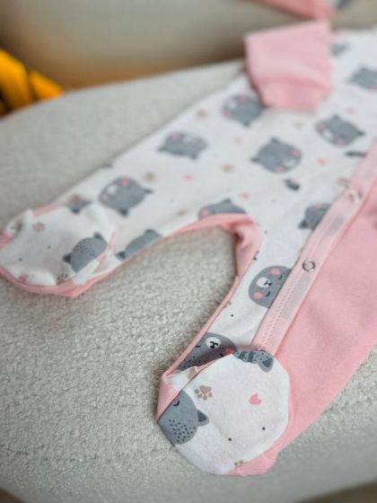 ❤ Чоловічок з шапочкою "Метелик", байка, 62р. БО. Принт - Киці на рожевому. Розмір - 62 (#225331) ✓ Anna Konvert 2