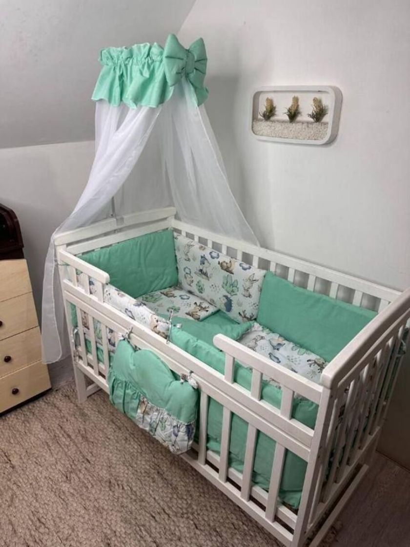 ❤ Набір "Органік" з подушками. Принт - Олені в лісі, їжак зелений однотон (#41892496) ✓ Anna Konvert