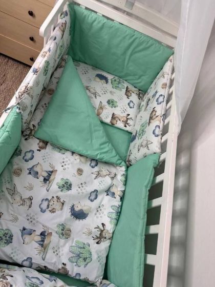 ❤ Набір "Органік" з подушками. Принт - Олені в лісі, їжак зелений однотон (#41892496) ✓ Anna Konvert 2