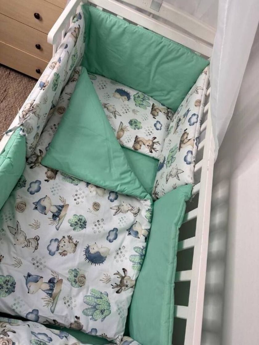 ❤ Набір "Органік" з подушками. Принт - Олені в лісі, їжак зелений однотон (#41892496) ✓ Anna Konvert