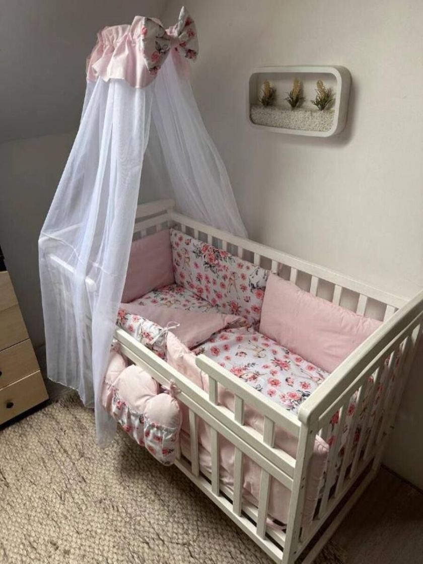 ❤ Набір "Органік" з подушками. Принт - Олені бембі з трояндами, рожевий однотон (#18003234) ✓ Anna Konvert