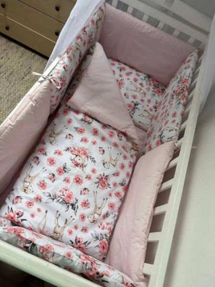 ❤ Набір "Органік" з подушками. Принт - Олені бембі з трояндами, рожевий однотон (#18003234) ✓ Anna Konvert 2