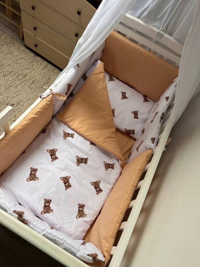 ❤ Набір "Органік" з подушками. Принт - Ведмеді сидячи, бежевий однотон (#6022438) ✓ Anna Konvert