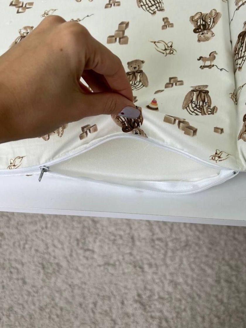 ❤ Матрасик у пеленатор, на блискавці, поролон з'ємний, 55см на 70см. Принт - Ведмеді в штанцях, серця дрібні (#85537778) ✓ Anna 