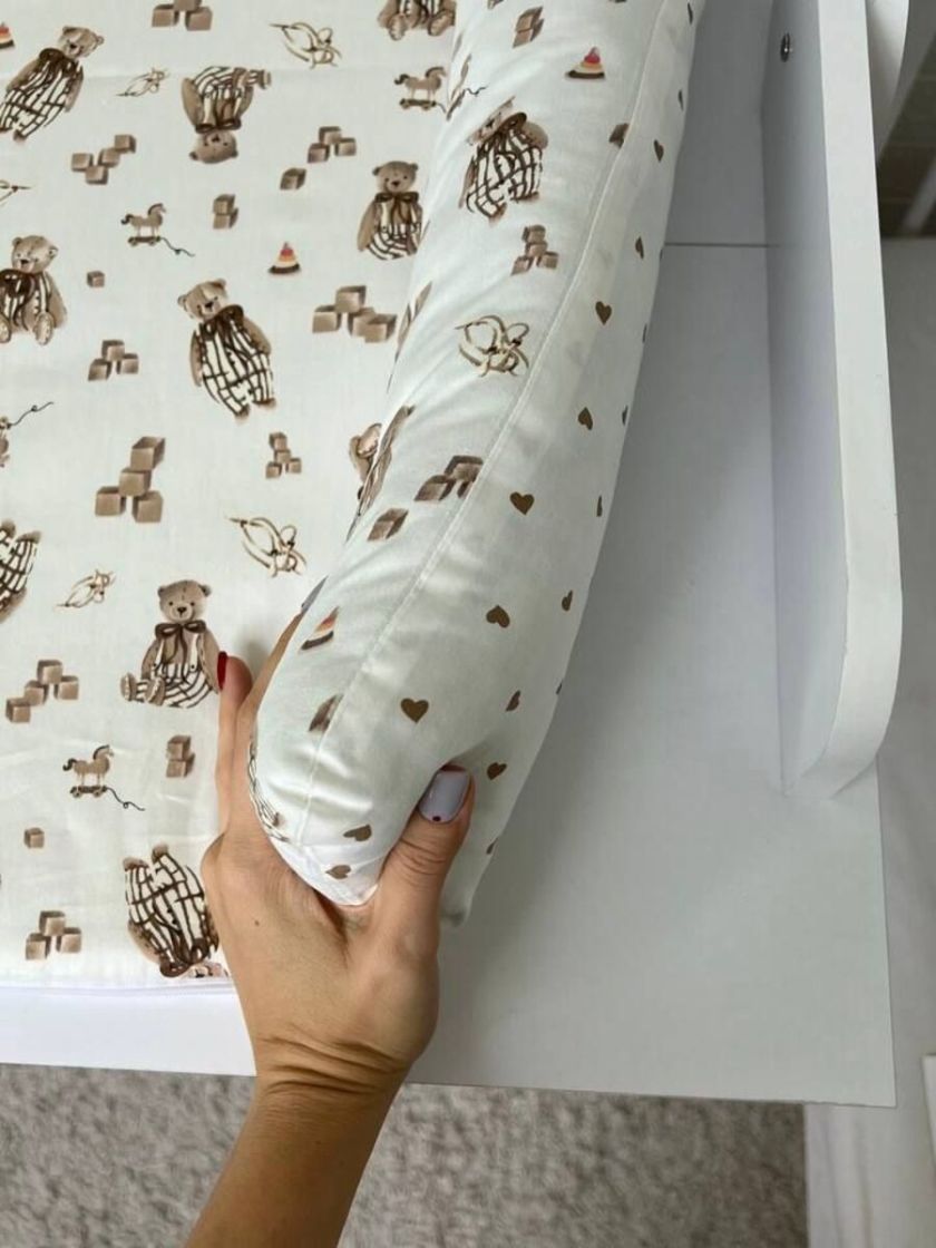 ❤ Матрасик у пеленатор, на блискавці, поролон з'ємний, 55см на 70см. Принт - Ведмеді в штанцях, серця дрібні (#85537778) ✓ Anna 