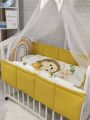 ❤ Набір у ліжко Веселка з суцільними бортиками Elliz. Колір - Гірчичний з левчиком (#36632052) ✓ Anna Konvert