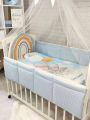 ❤ Набір у ліжко Веселка з суцільними бортиками Elliz. Колір - Блакитний зі слониками (#18068042) ✓ Anna Konvert