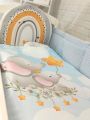 ❤ Набір у ліжко Веселка з суцільними бортиками Elliz. Колір - Блакитний зі слониками (#18068042) ✓ Anna Konvert