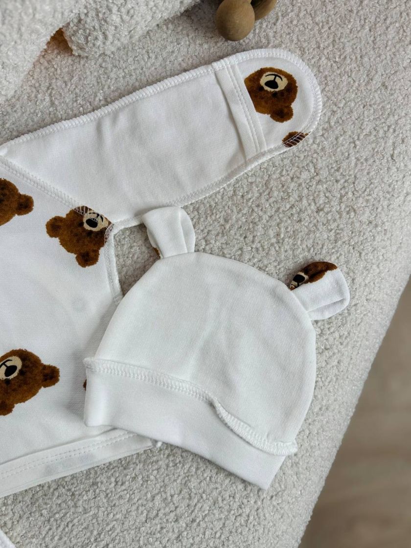 ❤ Комплект 3ка з сорочкою байка, БО. Принт - Мордочки ведмедиків. Розмір - 56см (#75971536) ✓ Anna Konvert