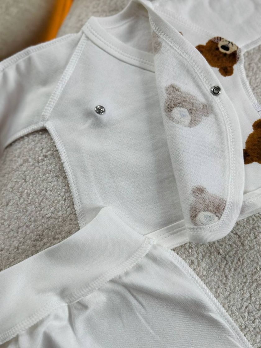 ❤ Комплект 3ка з сорочкою байка, БО. Принт - Мордочки ведмедиків. Розмір - 56см (#75971536) ✓ Anna Konvert