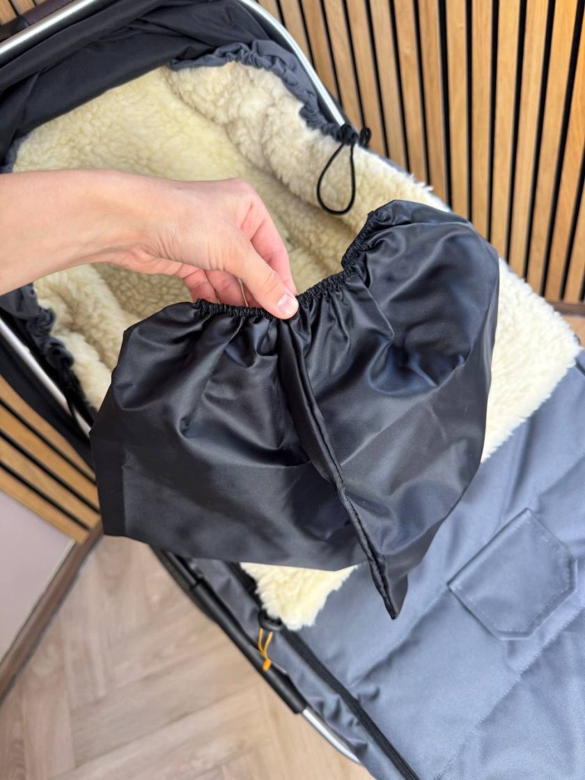 ❤ Зимовий конверт у прогулянковий візочок, люльку, з бахілами Mini ForKids, 70% вовни, Сірий, 0-2 років (#0391) ✓ Anna Konvert