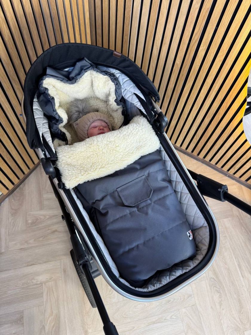 ❤ Зимовий конверт у прогулянковий візочок, люльку, з бахілами Mini ForKids, 70% вовни, Сірий, 0-2 років (#0391) ✓ Anna Konvert
